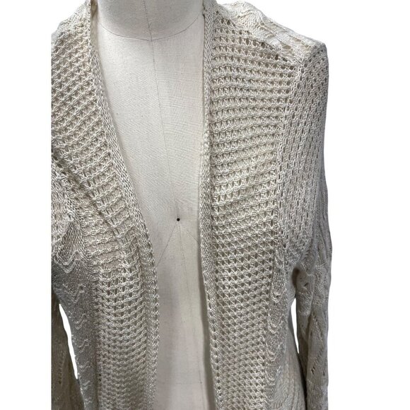 Maurices Womens Open Front Cardigan Sweater Size 2 Beige Acrylic Knit - Picture 2 of 6